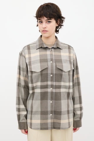 Toteme Grey 
Beige Plaid Novella Shirt