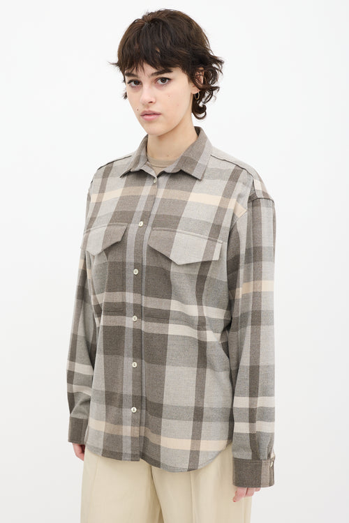 Toteme Grey 
Beige Plaid Novella Shirt