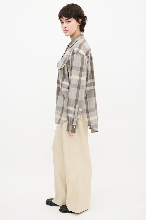 Toteme Grey 
Beige Plaid Novella Shirt