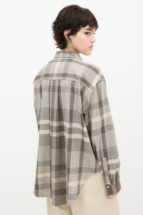 Toteme Grey 
Beige Plaid Novella Shirt