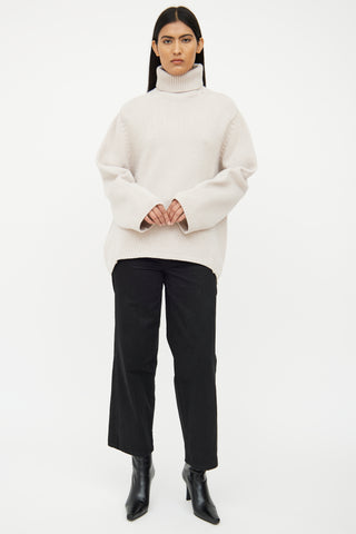 Toteme Light Grey Wool Turtleneck Sweater