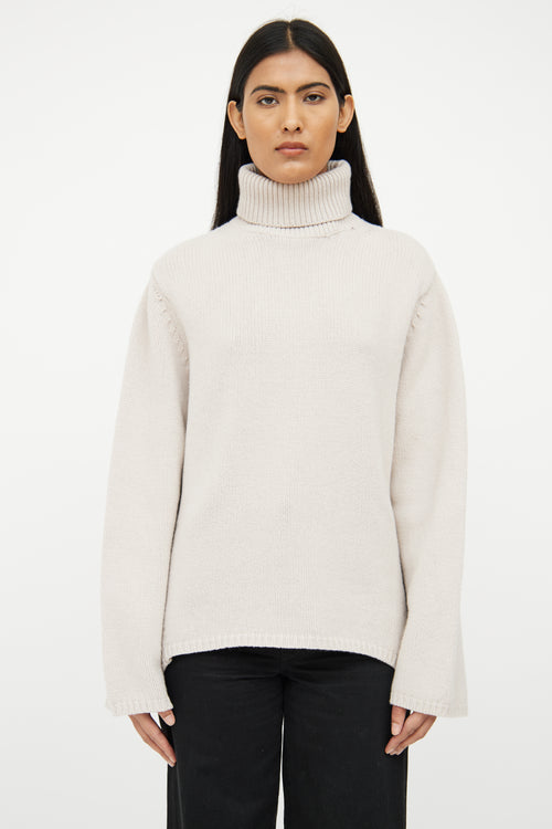 Toteme Light Grey Wool Turtleneck Sweater