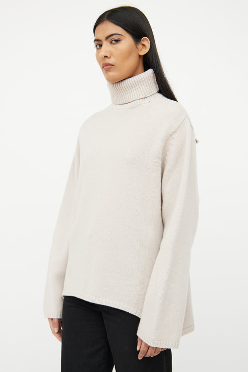 Toteme Light Grey Wool Turtleneck Sweater