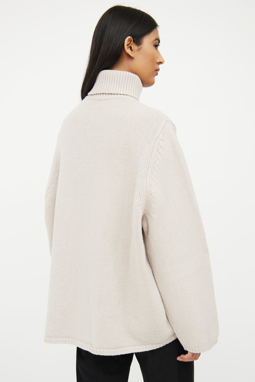 Toteme Light Grey Wool Turtleneck Sweater