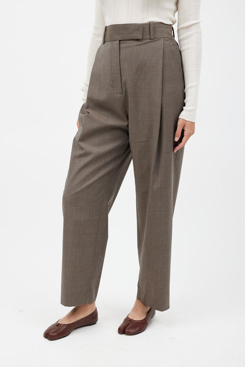 Totême Grey Wool Pleated Wide Leg Trouser