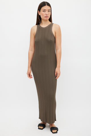 Toteme Khaki Green Seamless Rib Tank Dress