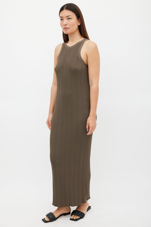 Toteme Khaki Green Seamless Rib Tank Dress