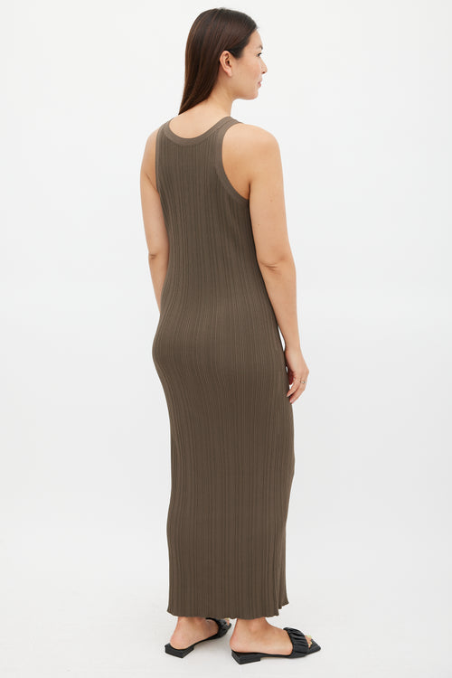 Toteme Khaki Green Seamless Rib Tank Dress