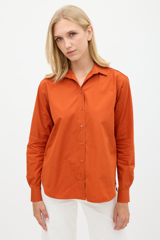 Toteme Orange Cotton Embroidered Logo Shirt