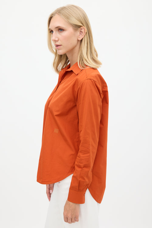 Toteme Orange Cotton Embroidered Logo Shirt