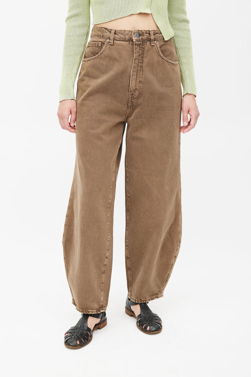 Totême Washed Brown Barrel Leg Jeans