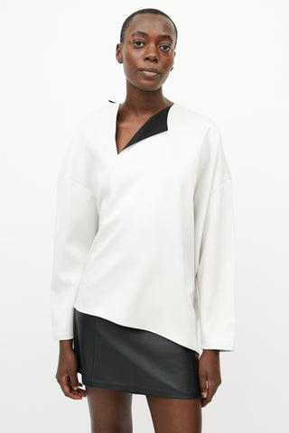 Totême White 
Black Satin Montbel Asymmetrical Top