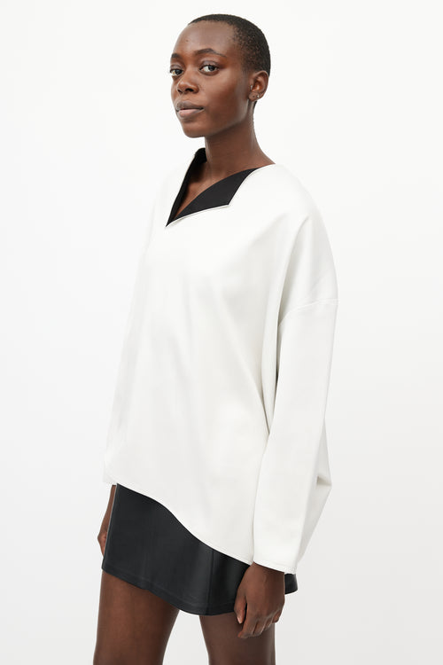 Totême White 
Black Satin Montbel Asymmetrical Top