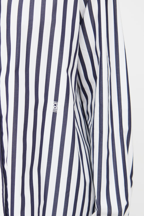 Toteme White 
Navy Striped Button Up Shirt