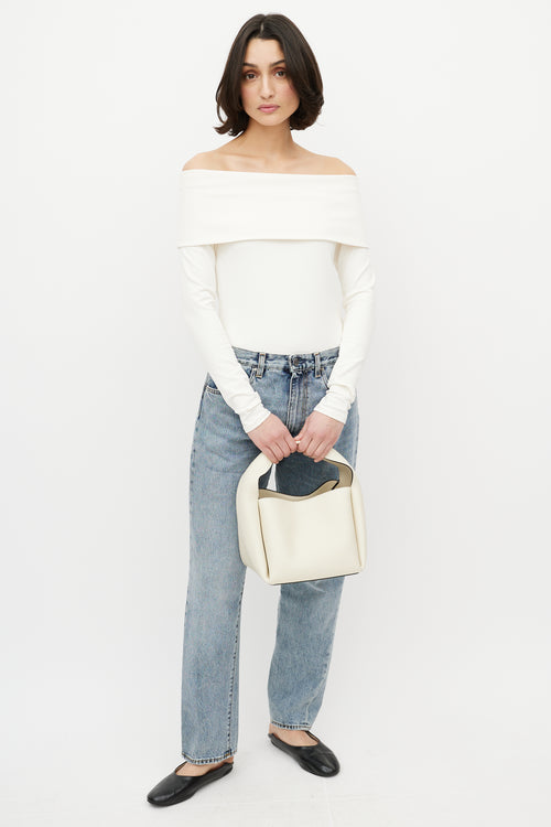 Totême Cream Leather Bucket Crossbody Bag