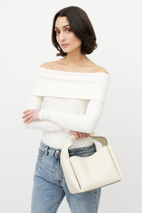 Totême Cream Leather Bucket Crossbody Bag