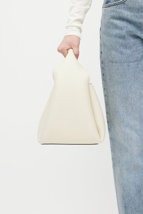 Totême Cream Leather Bucket Crossbody Bag