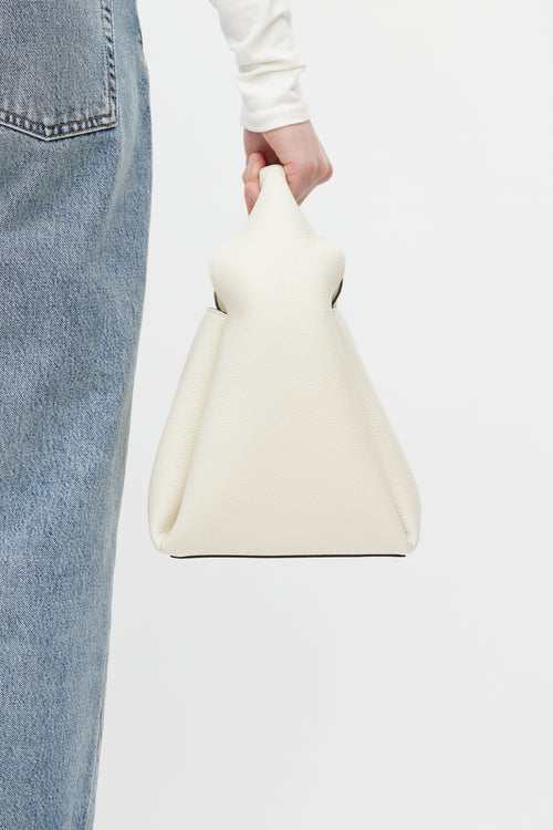 Totême Cream Leather Bucket Crossbody Bag