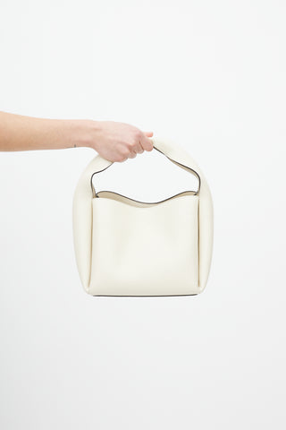 Totême Cream Leather Bucket Crossbody Bag