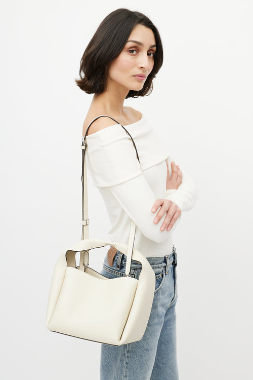 Totême Cream Leather Bucket Crossbody Bag