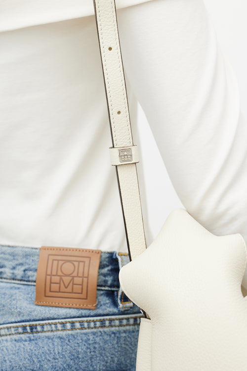 Totême Cream Leather Bucket Crossbody Bag