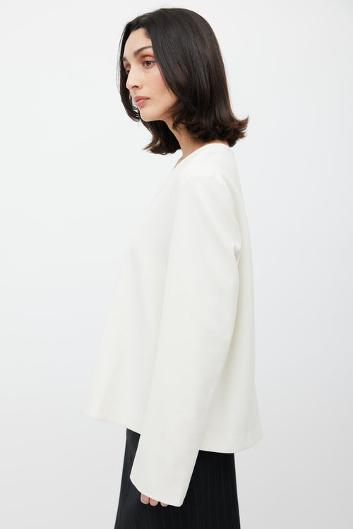 Totême White V-neck Long Sleeve Top