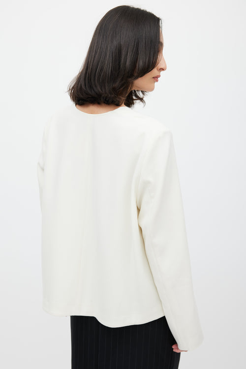 Totême White V-neck Long Sleeve Top