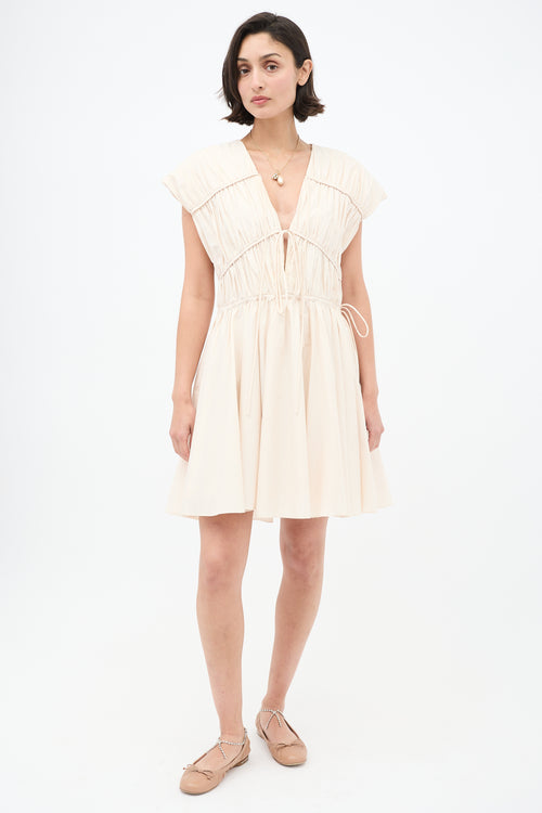 Tove Cream Ceres V-Neck Tie Dress