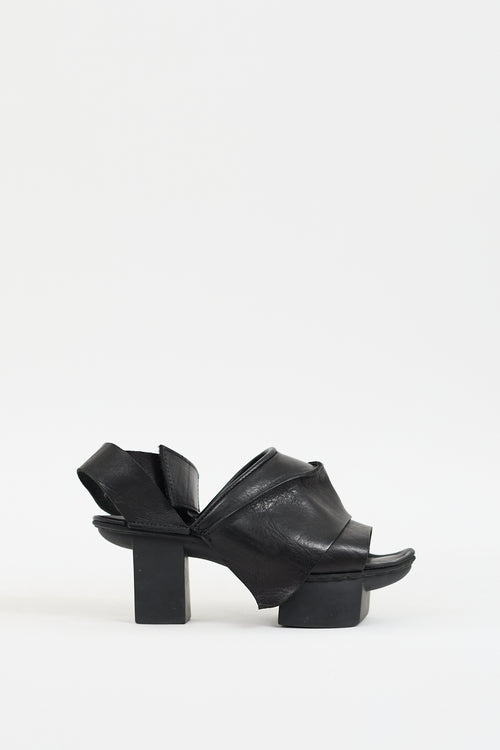 Trippen Black Leather Vigilant Platform Heel