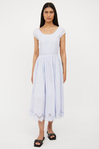 Tularosa Blue Cotton Eyelet Dress