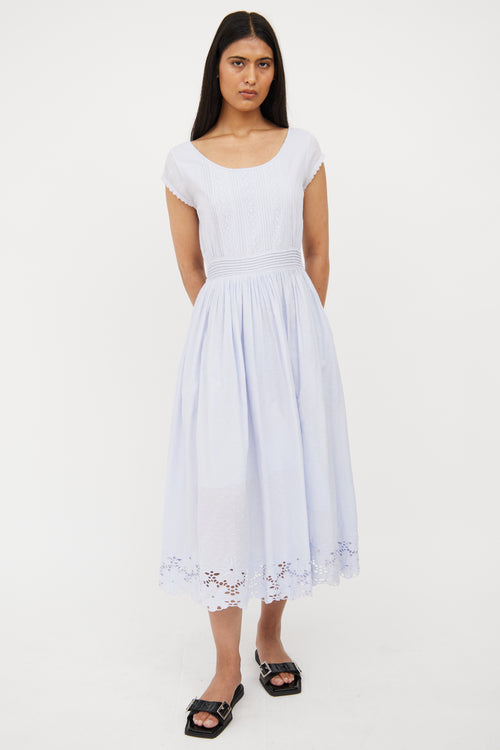 Tularosa Blue Cotton Eyelet Dress