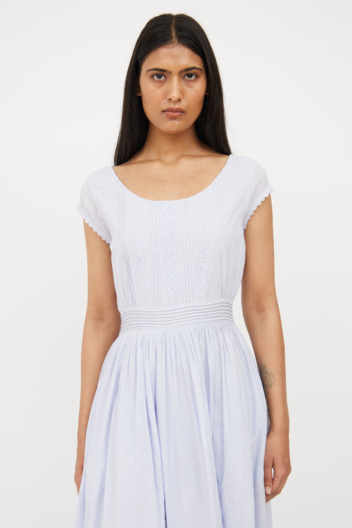 Tularosa Blue Cotton Eyelet Dress