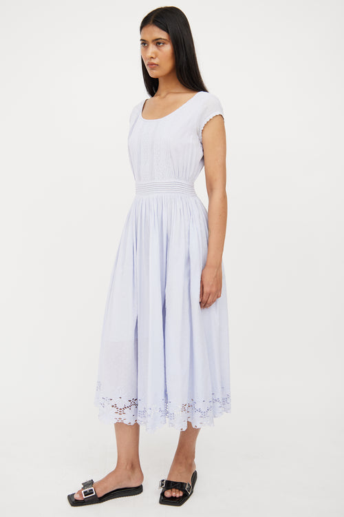 Tularosa Blue Cotton Eyelet Dress