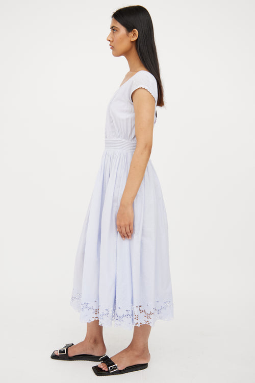 Tularosa Blue Cotton Eyelet Dress