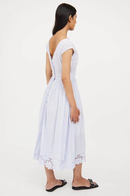 Tularosa Blue Cotton Eyelet Dress