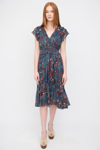 Ulla Johnson Blue 
Red Floral Cicely Dress