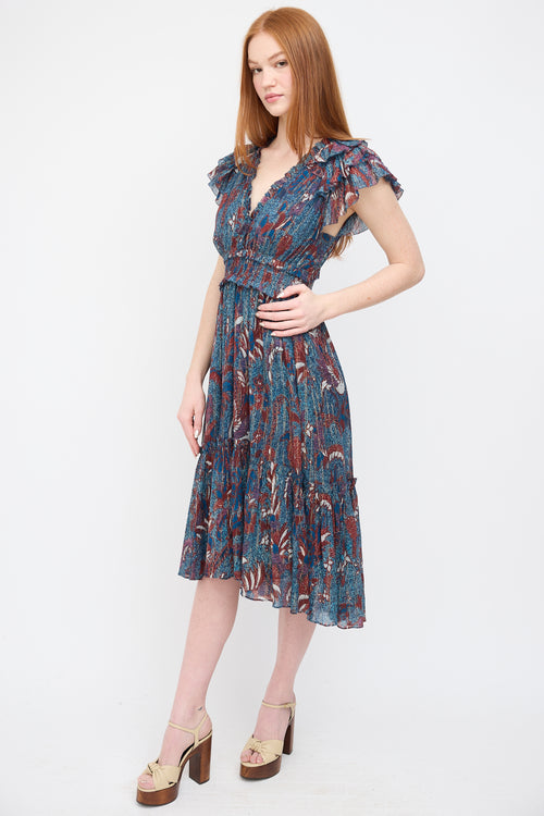 Ulla Johnson Blue 
Red Floral Cicely Dress