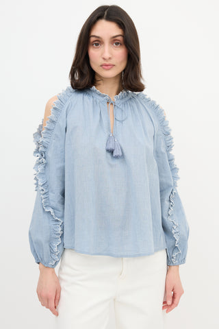 Ulla Johnson Cold Shoulder Chambray Blouse