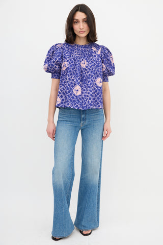 Ulla Johnson Puff Sleeve Printed Blouse