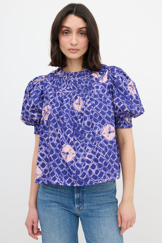 Ulla Johnson Puff Sleeve Printed Blouse