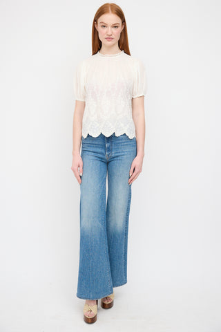 Ulla Johnson White Eyelet Cotton Blouse