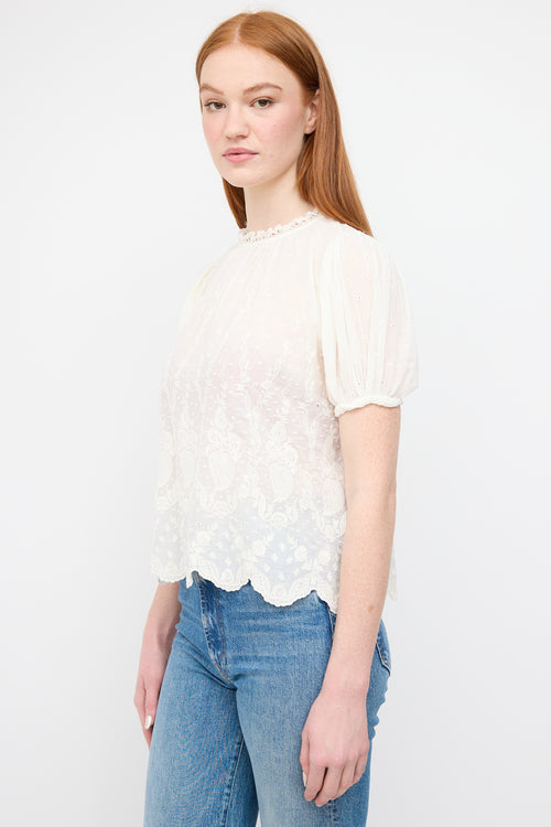 Ulla Johnson White Eyelet Cotton Blouse