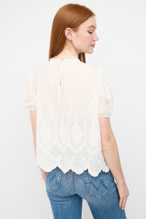 Ulla Johnson White Eyelet Cotton Blouse