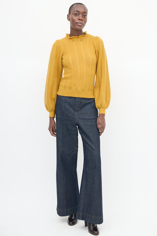 Ulla Johnson Yellow Cashmere Puff Sleeve Sweater