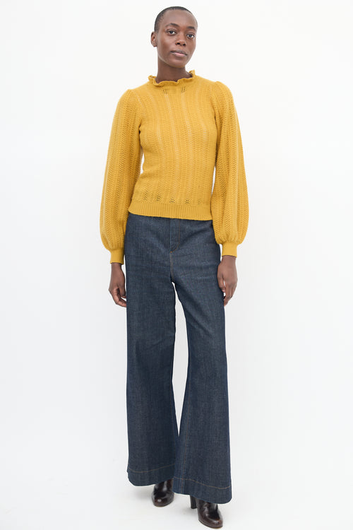 Ulla Johnson Yellow Cashmere Puff Sleeve Sweater