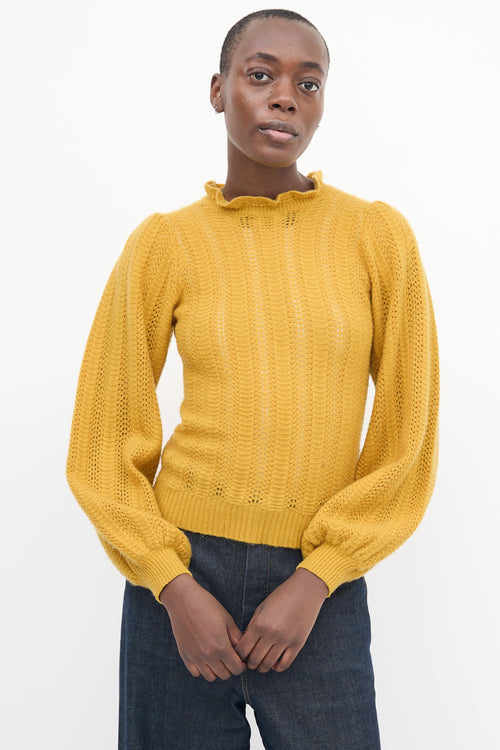 Ulla Johnson Yellow Cashmere Puff Sleeve Sweater