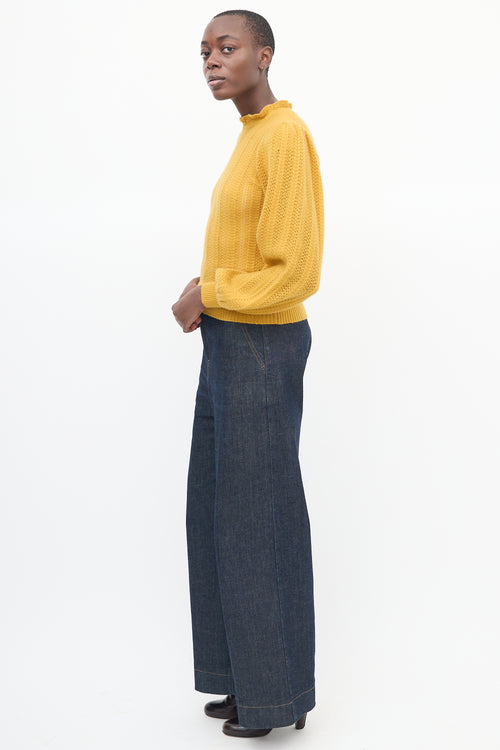 Ulla Johnson Yellow Cashmere Puff Sleeve Sweater