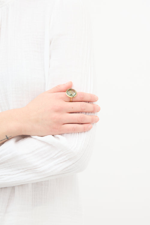 VSP Archive Gold Tone 
Green Circular Ring