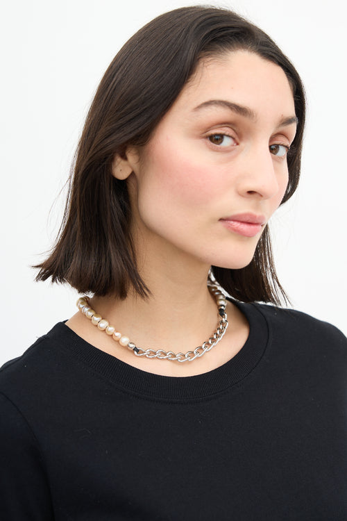 Turchin Silver Chain Link 
Pearl Necklace