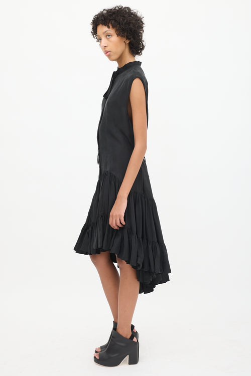 UNTTLD Black Dropped Waist Asymmetrical Tier Dress